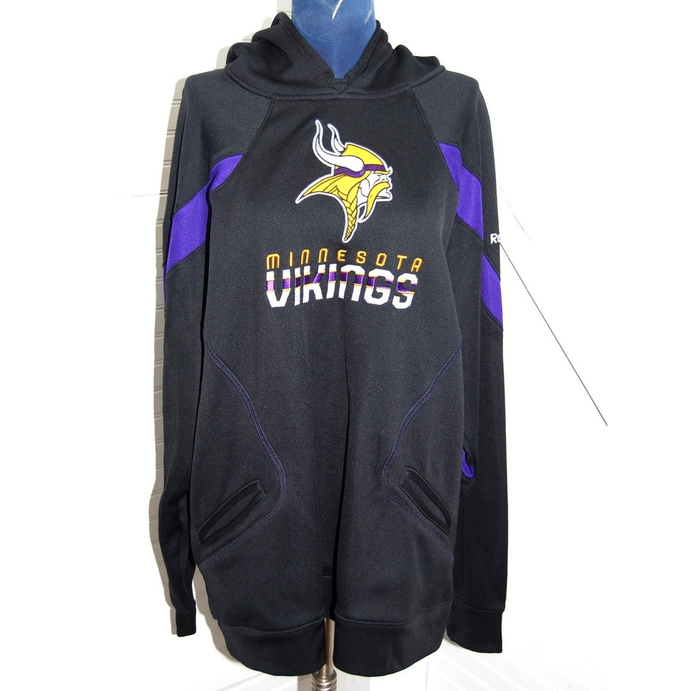 Minnesota Vikings On Field Hoodie Large‎ 2011 NFL Reebok Black fleece sweater